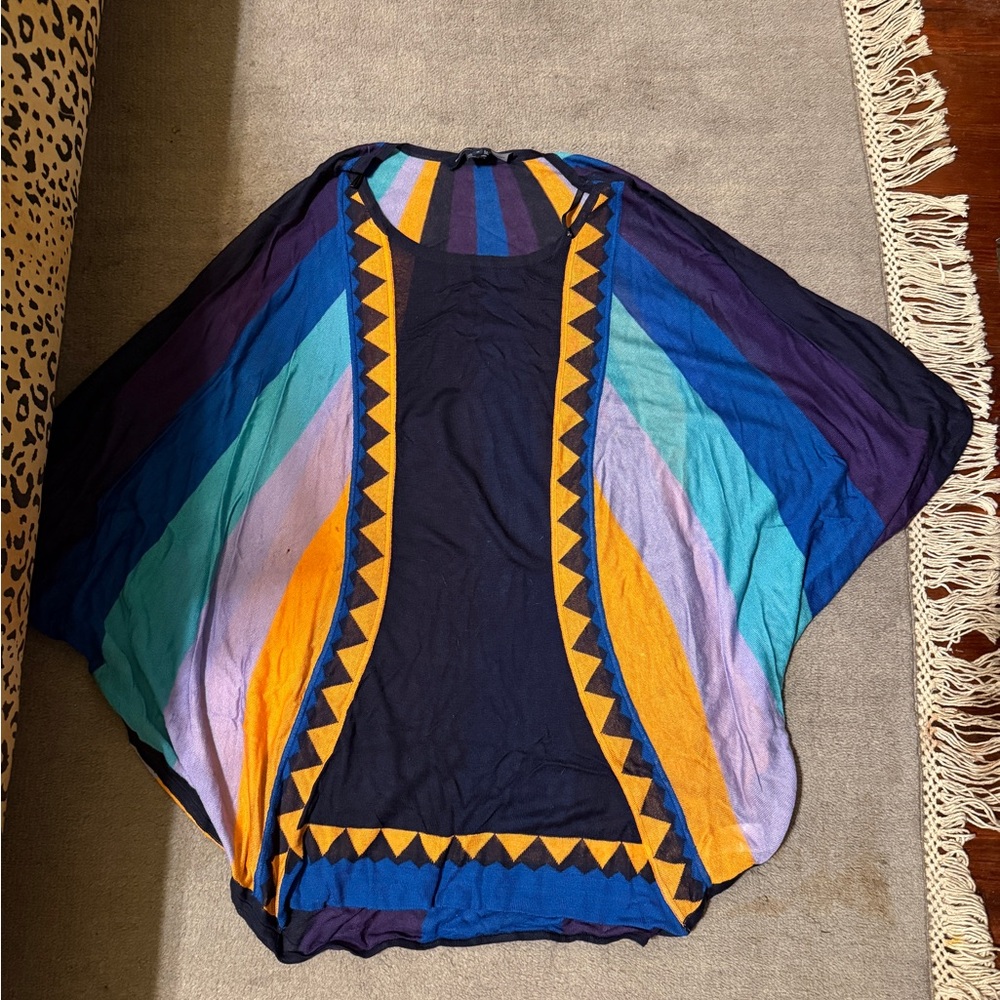 French Connection Geometric Batwing Tunic Blue Purple Orange Women’s Medium